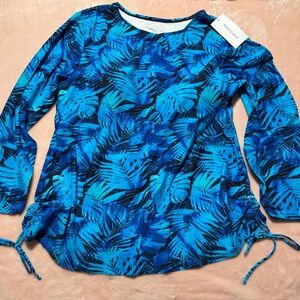 Blue palm print rash guard size 2X
